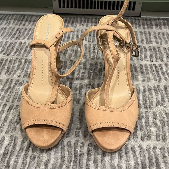 Gianni Bini Platform Stiletto High Heels Leather Beige Open Toe Size 9.5 - Picture 1 of 7